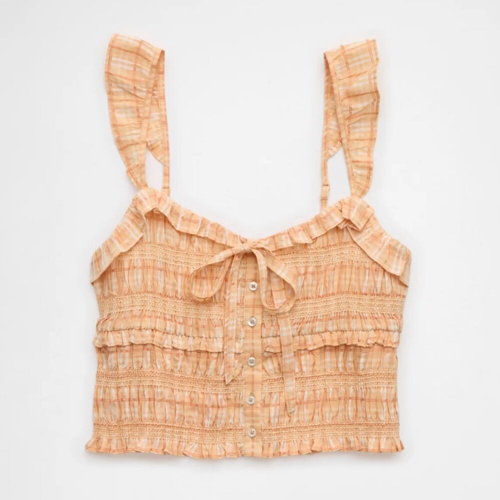 NWT!! American Eagle Smocked Ruffle Tank Top, Size L